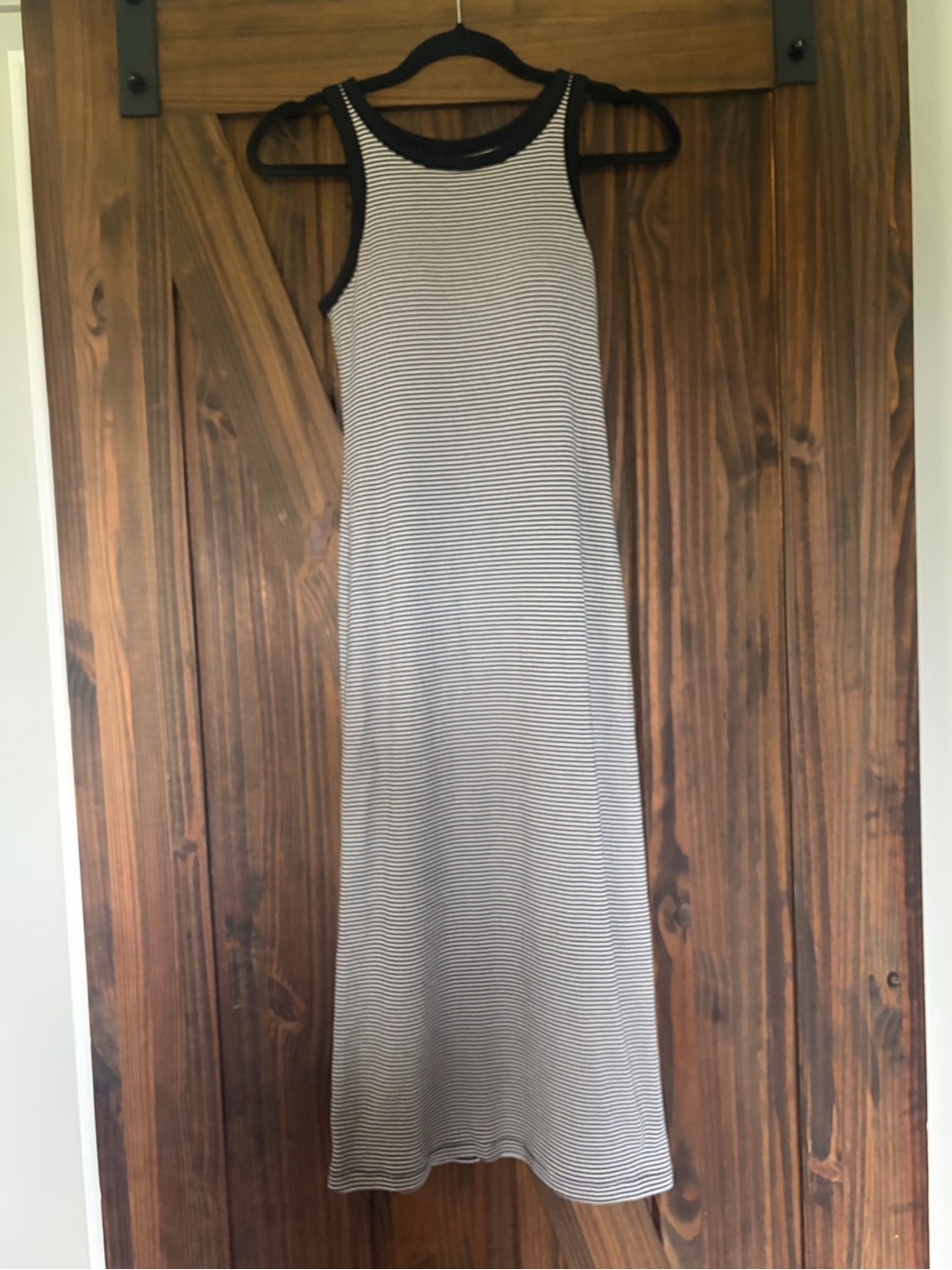 Striped Black and White Ribbed Tank Maxi Dress